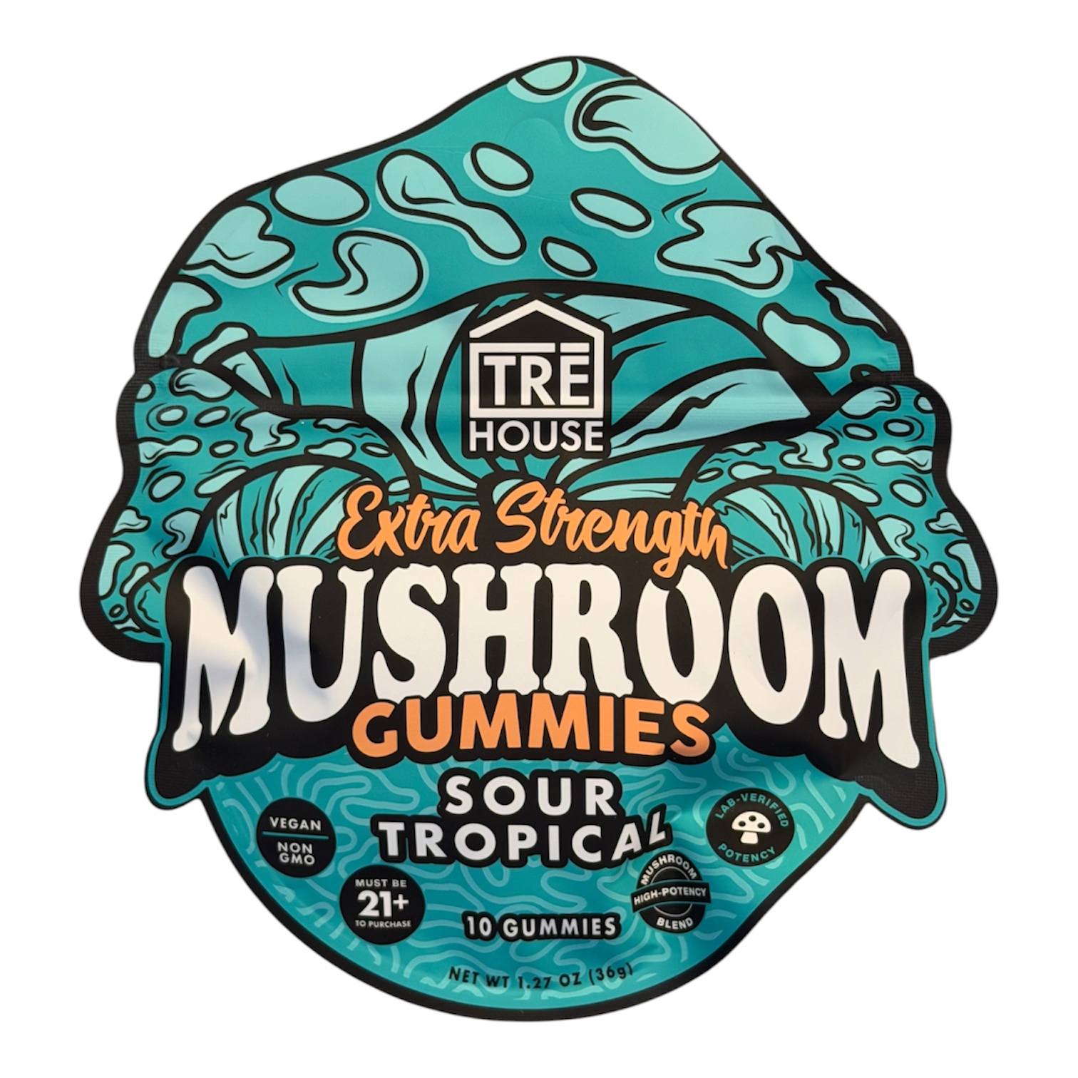 Tre House Extra Strength Mushroom Gummies - 10 Count | Sour Tropical