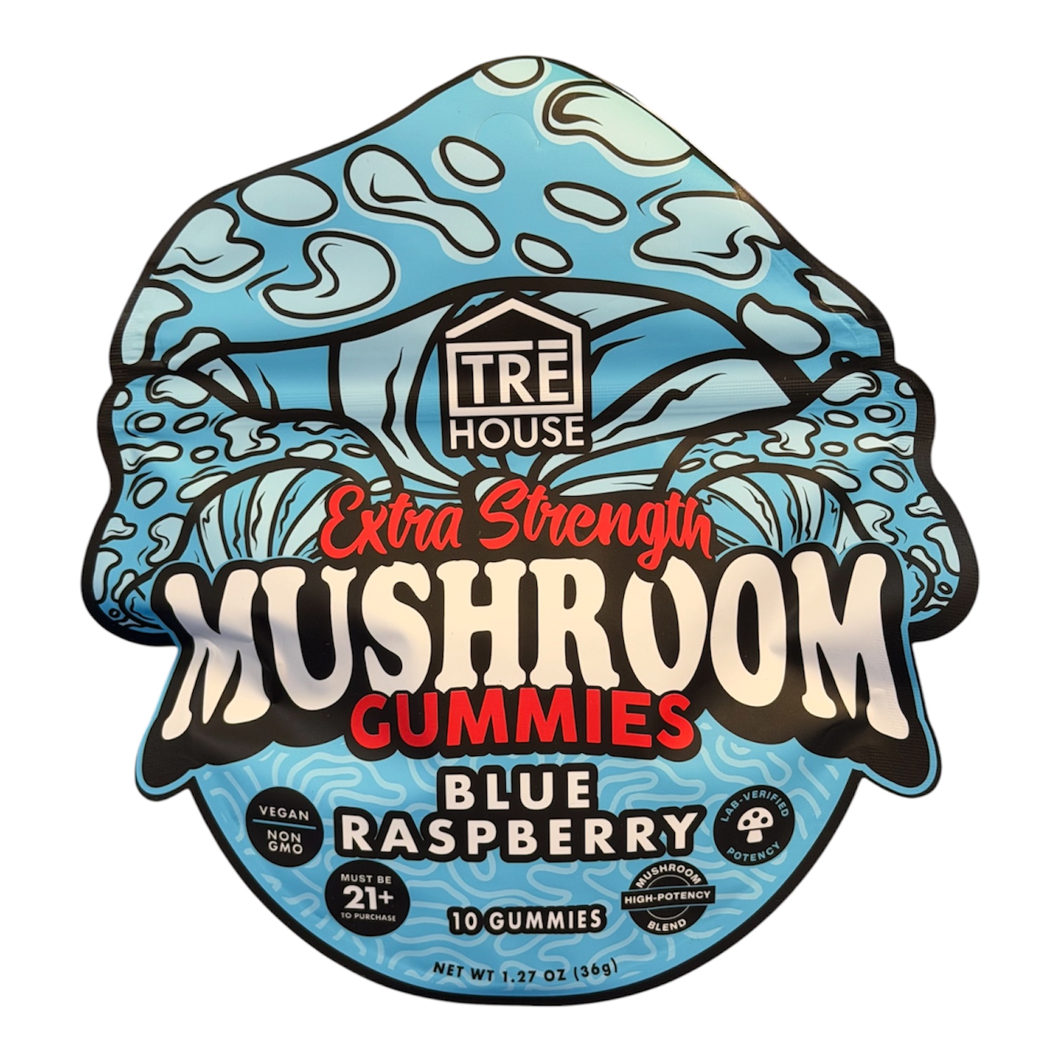 Tre House Extra Strength Mushroom Gummies - 10 Count | Blue Razz